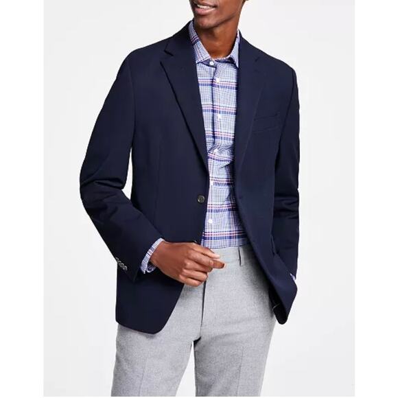 Michael Kors Navy Classic Fit Blazer 48 Long Passport Collection 4-Way Stretch - Picture 2 of 9